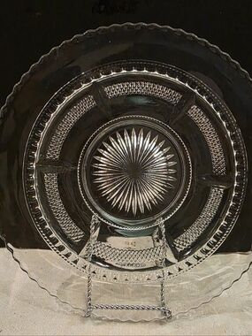 Antique Edwardian Presses Glass 10" Clear Plate 1901-1910